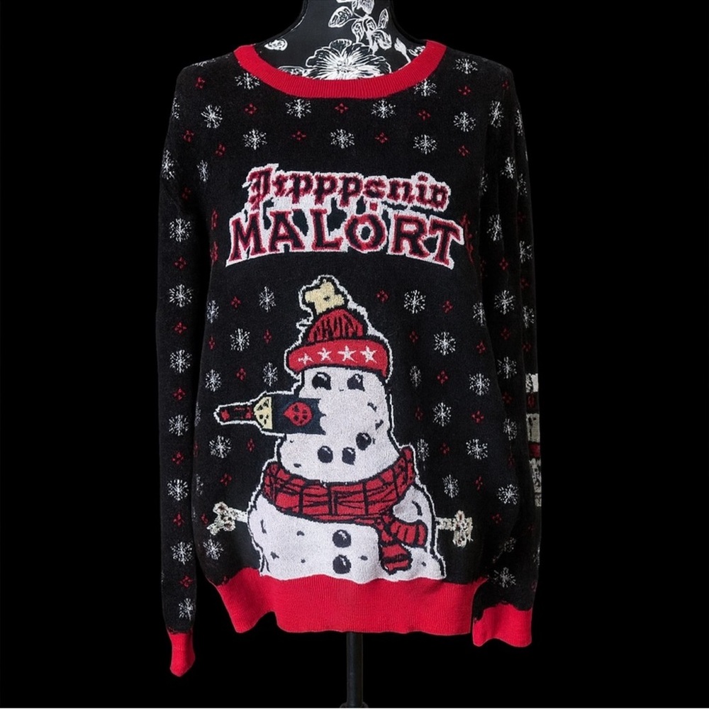 Malört Black & Red Snowman Holiday Sweater